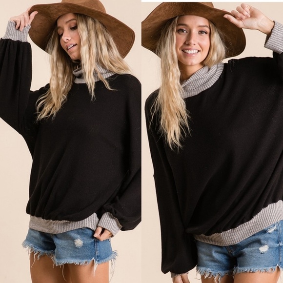 🍁New Fall🍁 Oversized Turtleneck Sweater With Balloon Sleeves - Picture 4 of 8